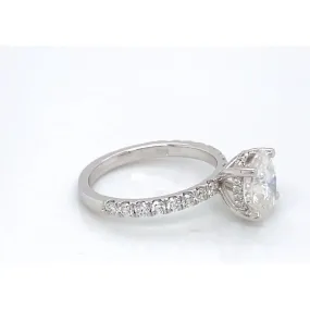 14K French Set LG Diamond Accented Engagement Ring