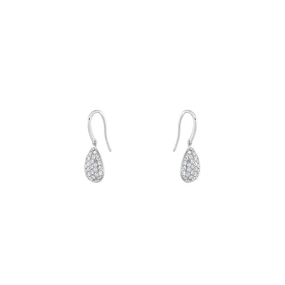 18 Karat White Gold pear shape drop Diamond earrings