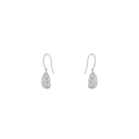 18 Karat White Gold pear shape drop Diamond earrings