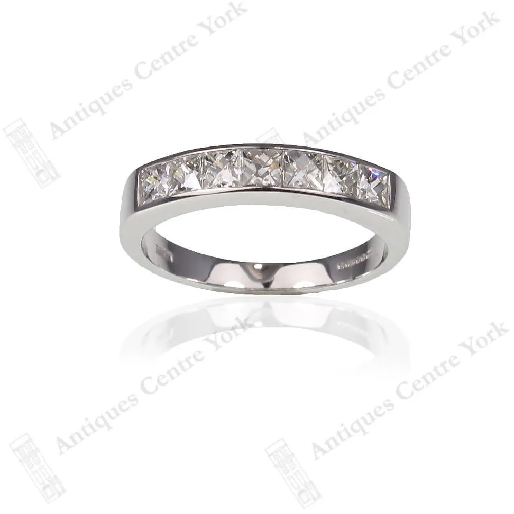 18ct White Gold French-Cut Diamond Half Eternity Ring