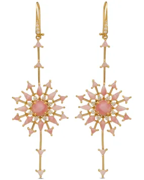 18k Yellow Gold Pink Opal Galaxy Diamond Earrings