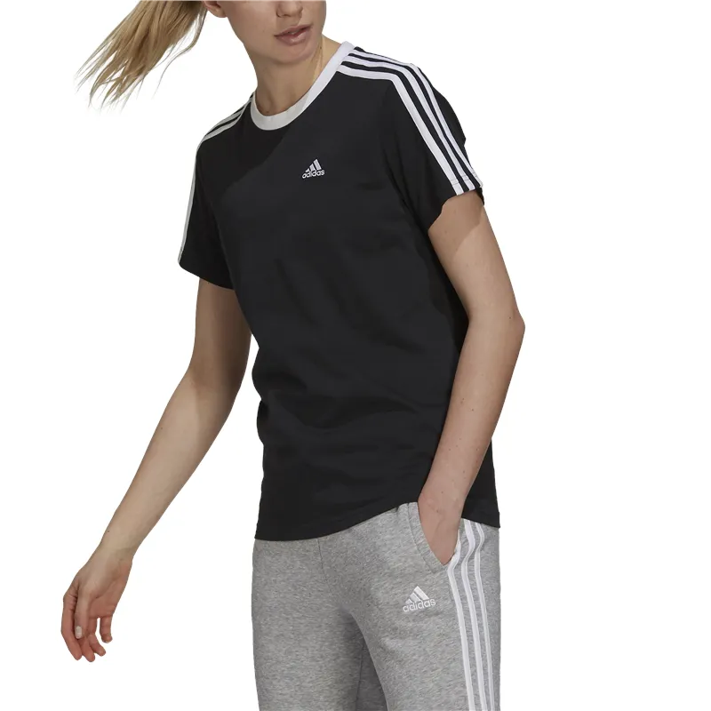 adidas Essentials 3 Stripes BF Tee - Womens - Black/White