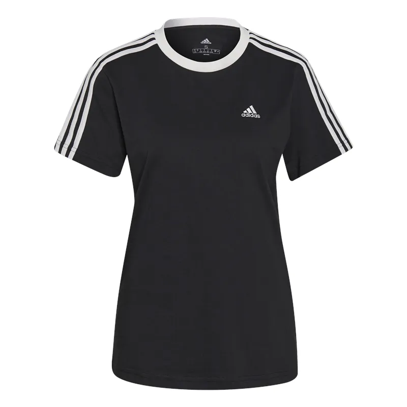 adidas Essentials 3 Stripes BF Tee - Womens - Black/White