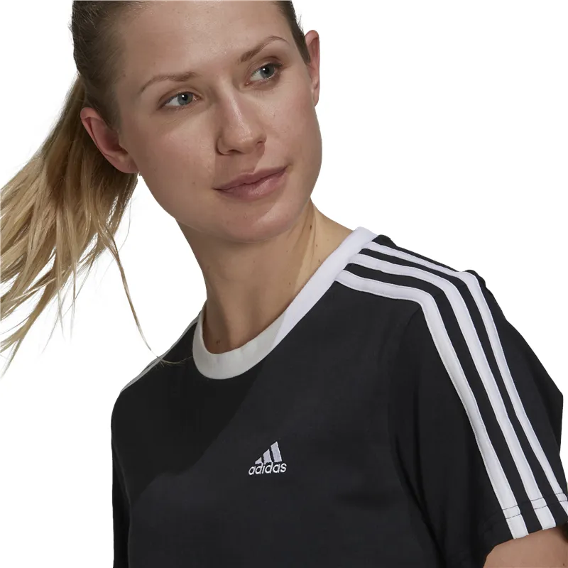 adidas Essentials 3 Stripes BF Tee - Womens - Black/White