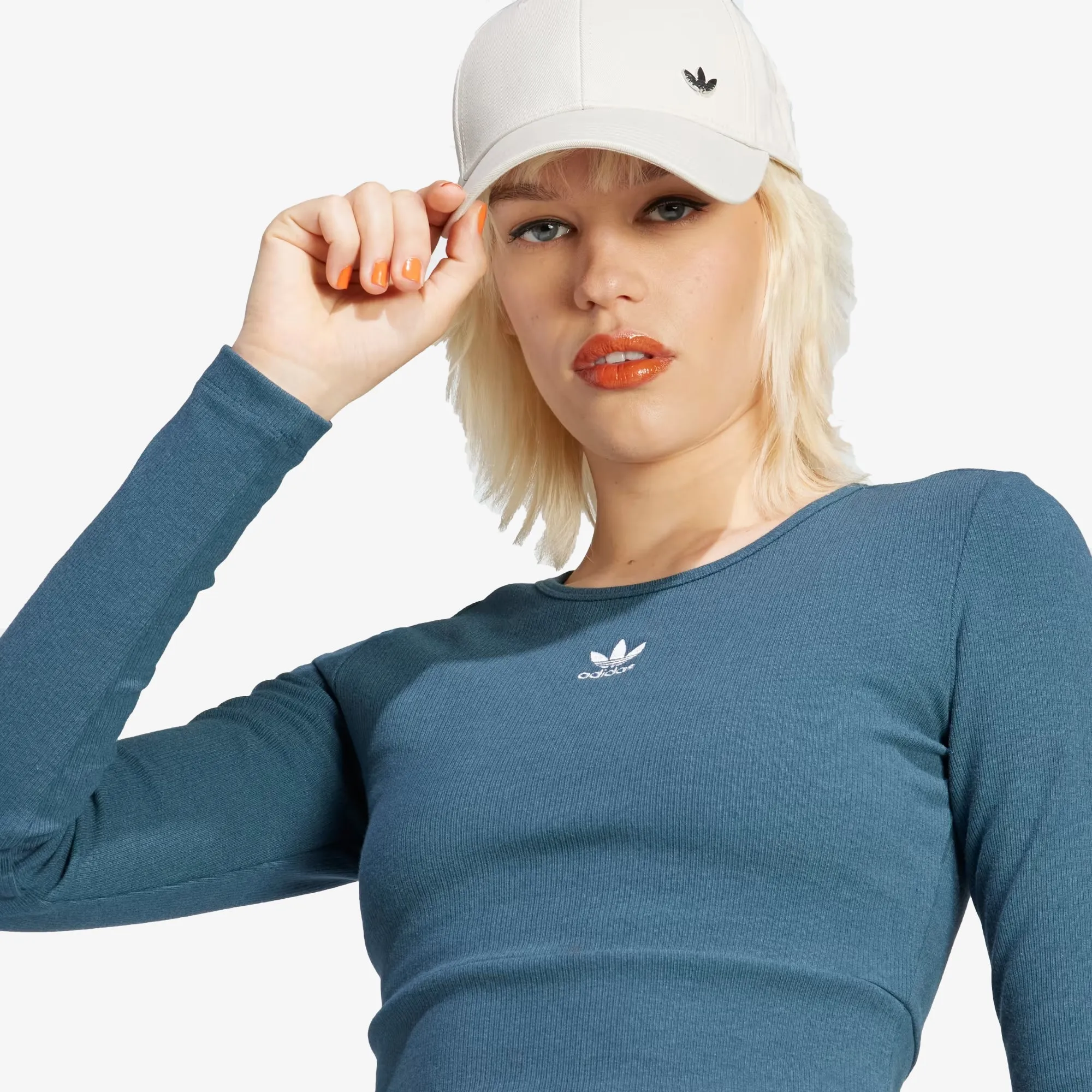 Adidas Originals | WMN'S ESSENTIALS RIB LONG SLEEVE TEE  { ARCTIC NIGHT