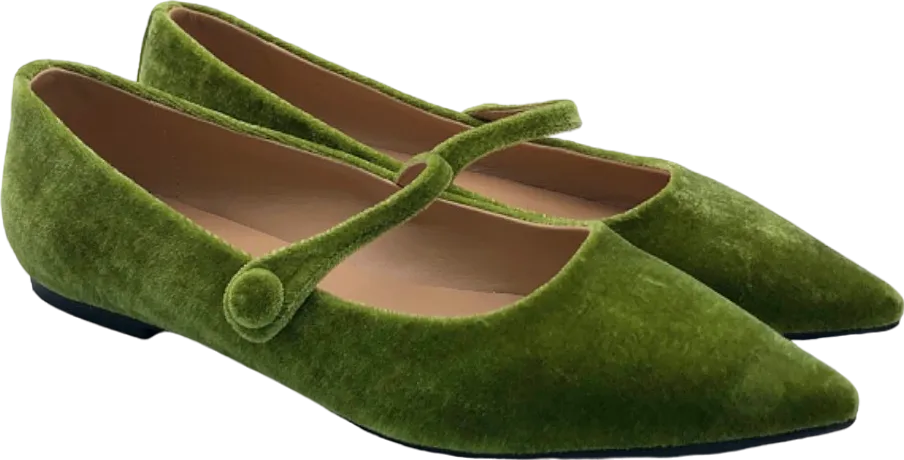 Age of Innocence Green Velvet Mary Jane Flats EU 41 UK 7.5