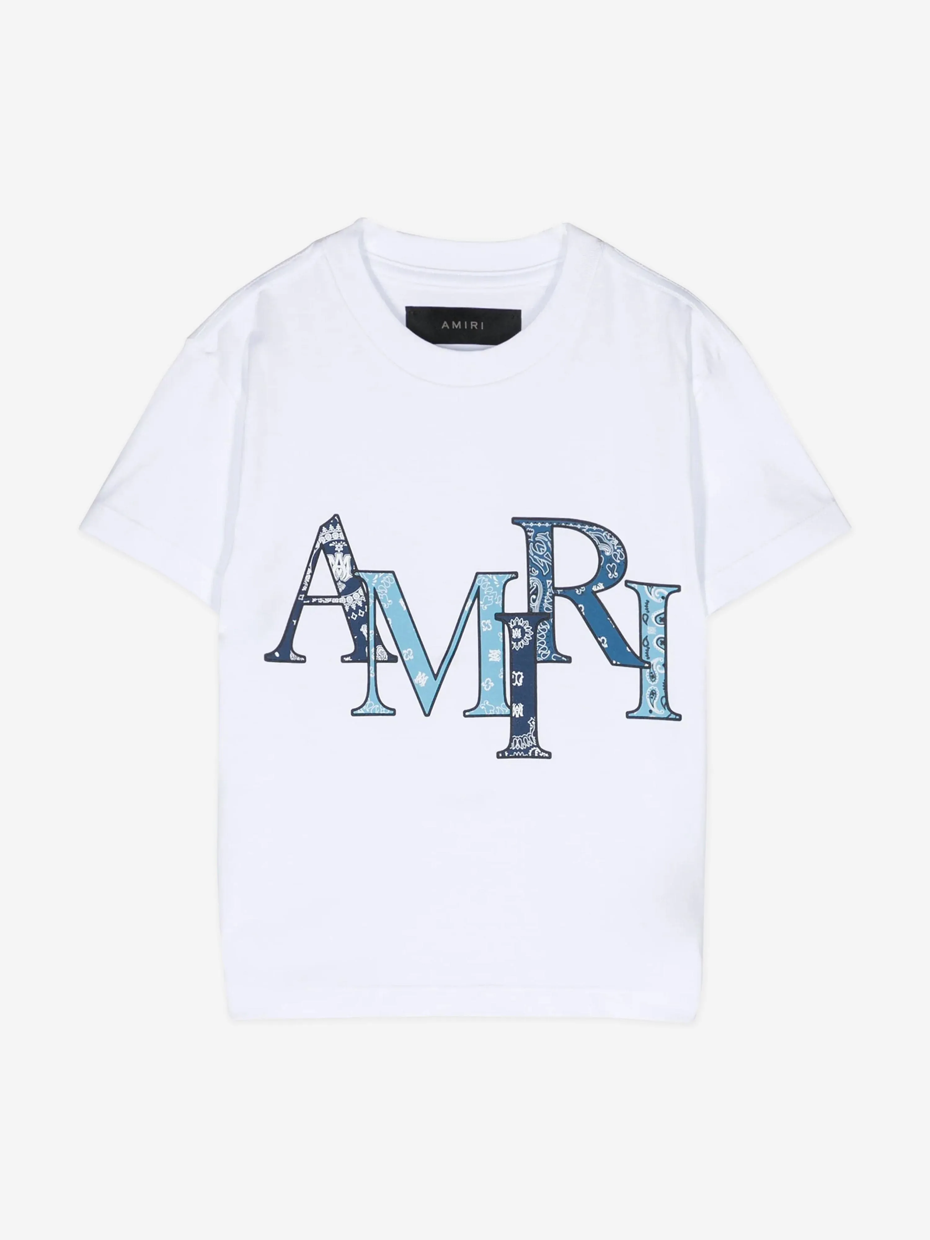 Amiri Kids Bandana Staggered Logo T-Shirt in White