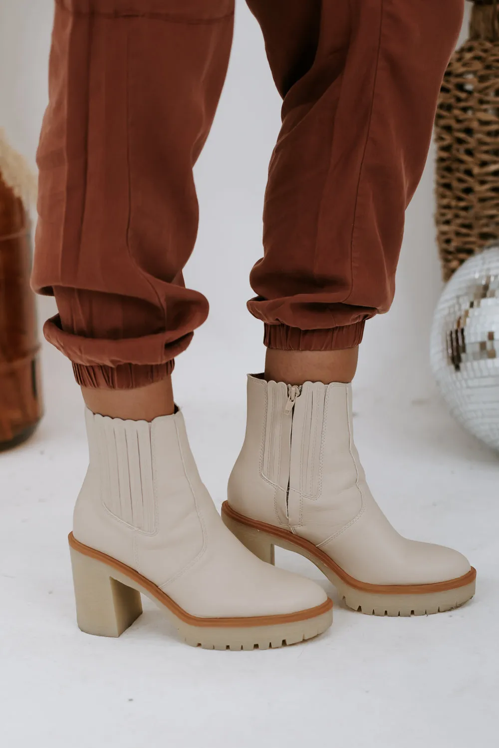 Anastasia Paneled Boot, Cream