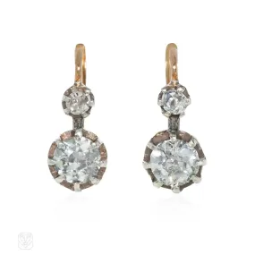 Antique French diamond dormeuse earrings