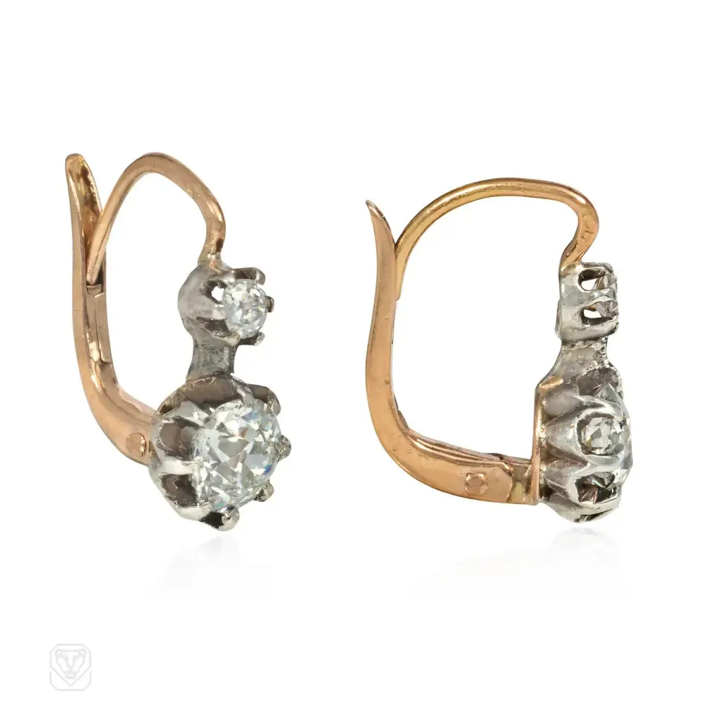 Antique French diamond dormeuse earrings