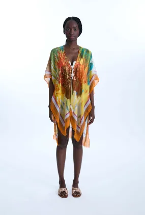 Aquarelle Gold Detail Kaftan Yellow