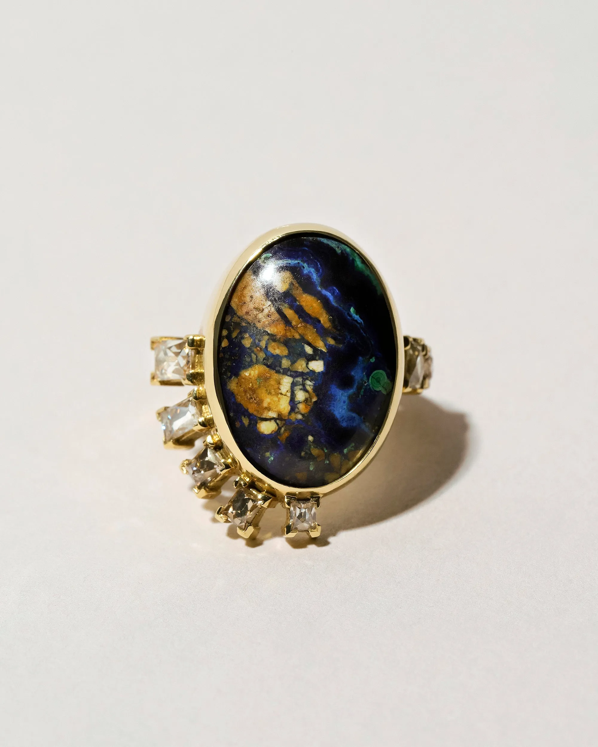 Azurite Malachite & Diamond Ring