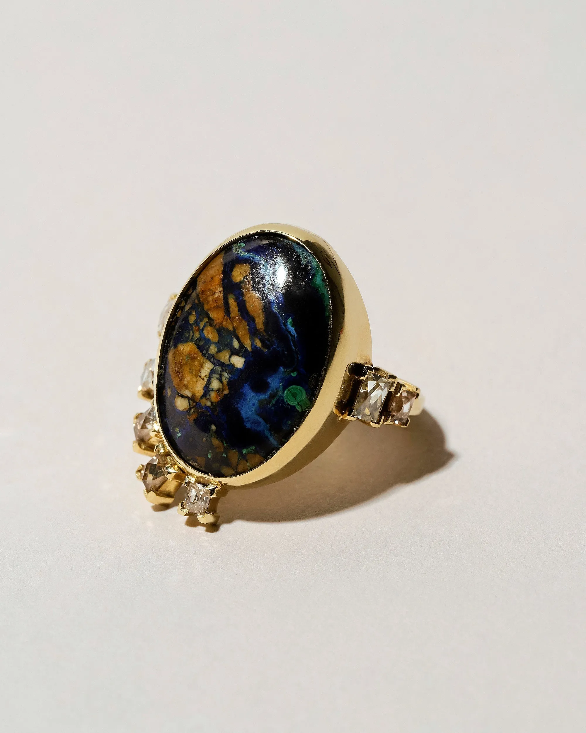 Azurite Malachite & Diamond Ring