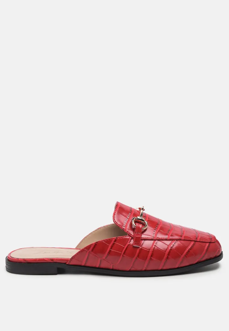 Begonia Buckled Faux Leather Croc Mules By Ruw