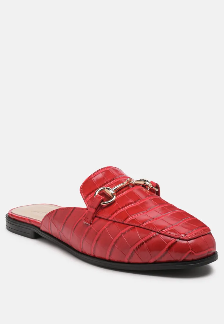 Begonia Buckled Faux Leather Croc Mules By Ruw