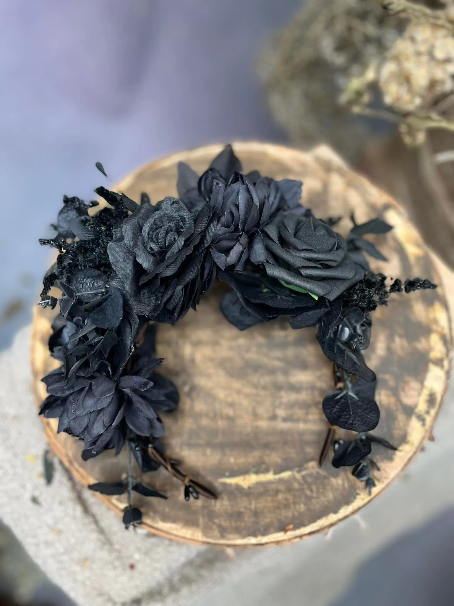 Black Halloween Frida flower headband