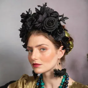 Black Halloween Frida flower headband