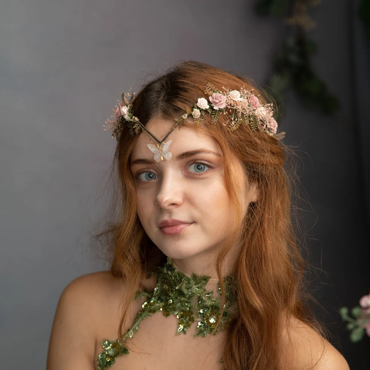 Blush vintage flower elven tiara