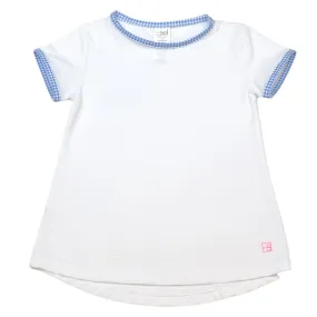 Bridget Basic T-Shirt - White/Royal Gingham