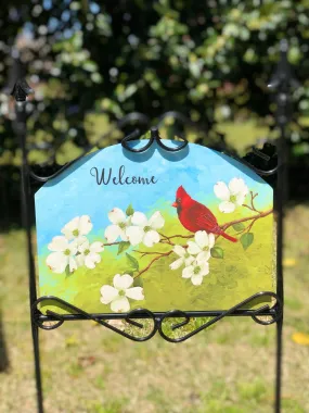 Cardinal on Dogwood Garden Sign