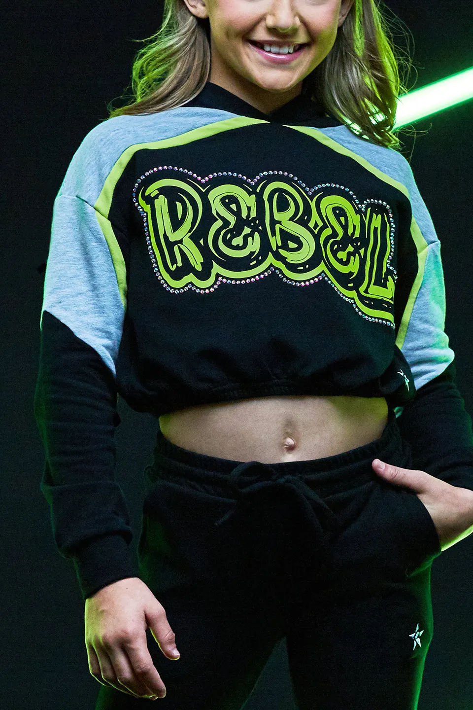 Cropped Sinch Hoodie in Neon Swag