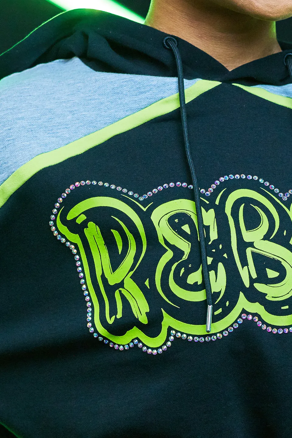 Cropped Sinch Hoodie in Neon Swag