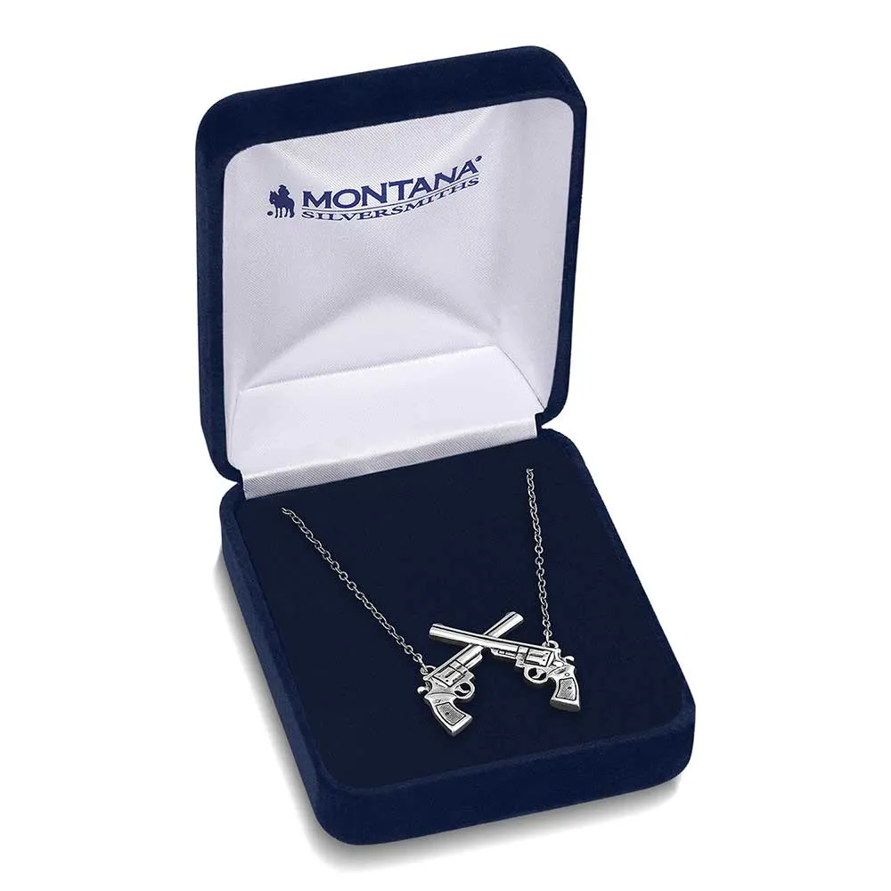 Crossed Pistols Pendant Necklace - Montana Silversmiths