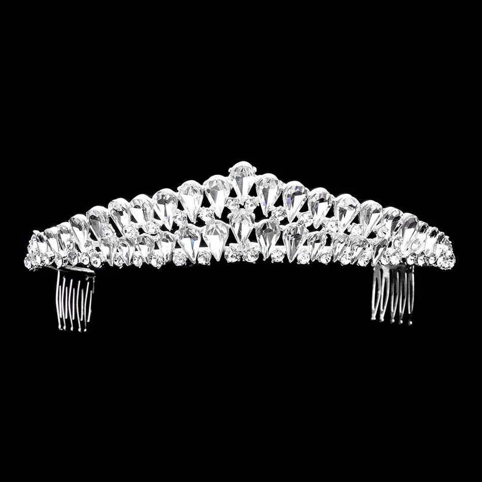 Crystal Teardrop Cluster Pageant Queen Tiara