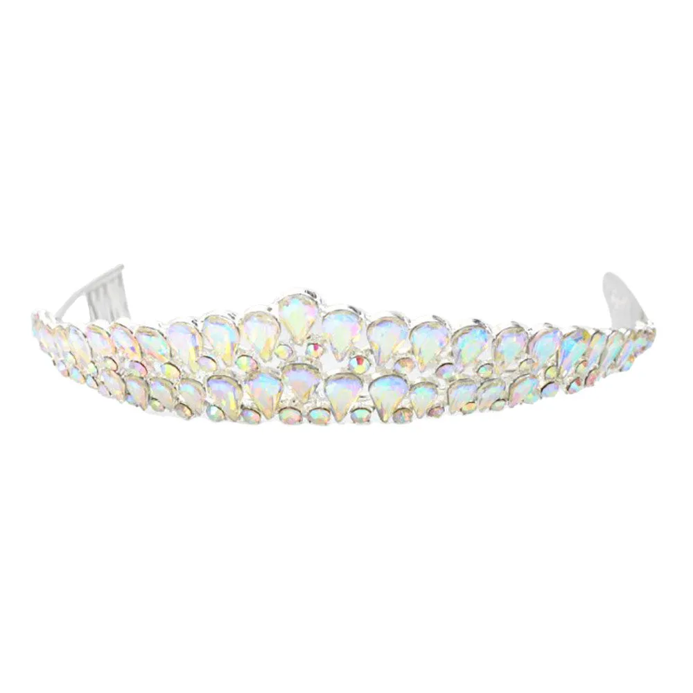 Crystal Teardrop Cluster Pageant Queen Tiara