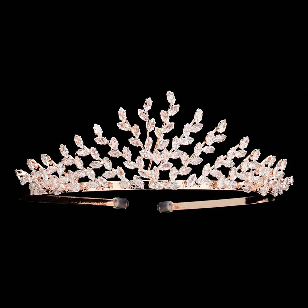 CZ Marquise Stone Cluster Princess Tiara