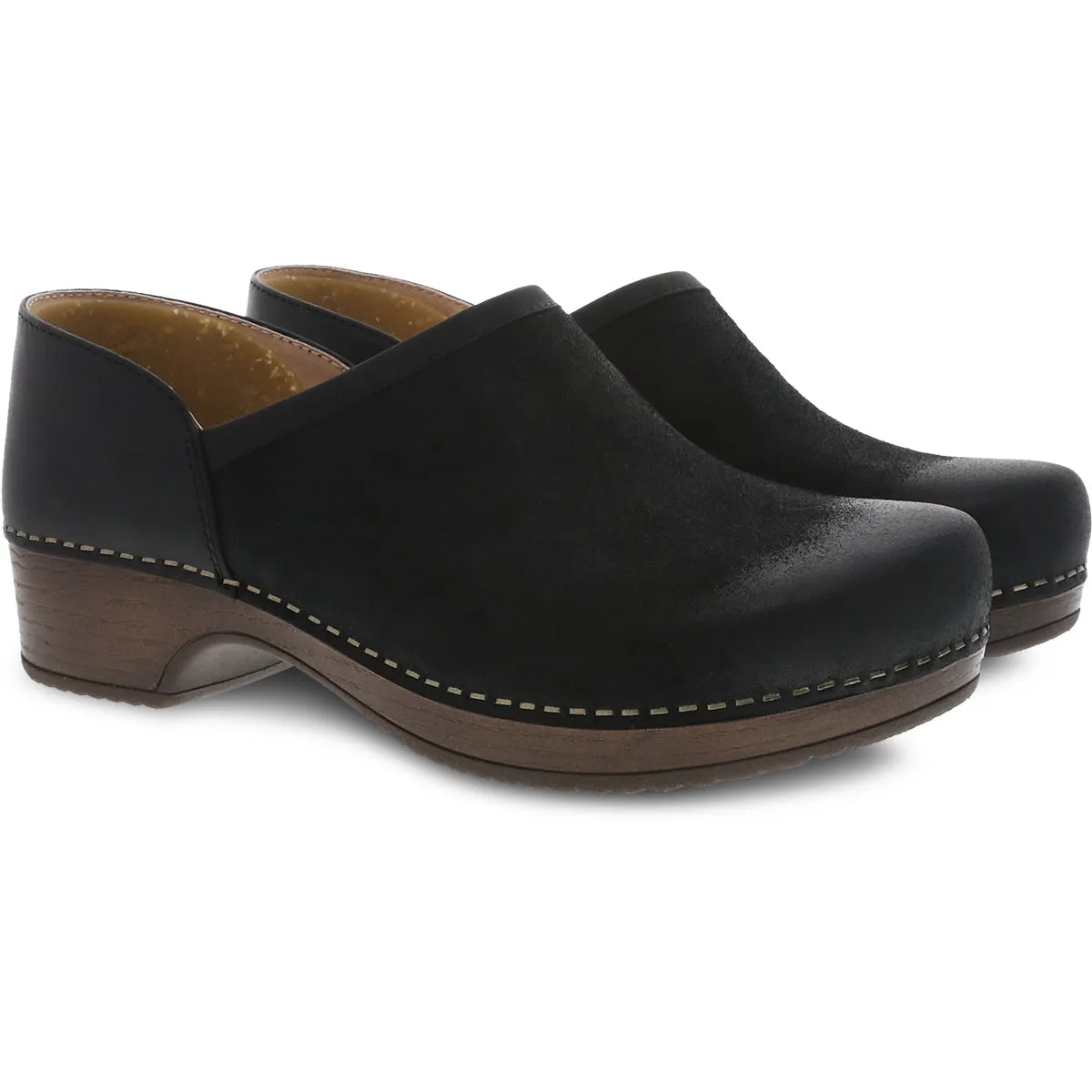 Dansko Brenna Clog - Black Burnished Suede