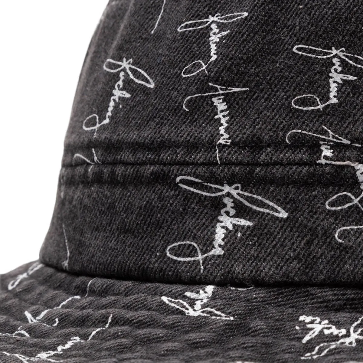 DENIM SCRIPT BUCKET HAT