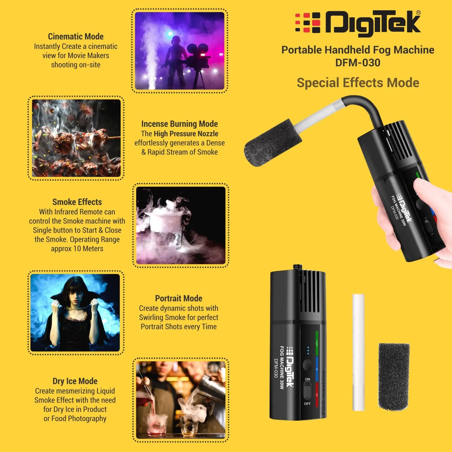 Digitek (DFM-030) Handheld Fog Machine with Remote Control enhance your Cinematography Atmosphere & bring your Halloween, Christmas Party, Wedding events to life