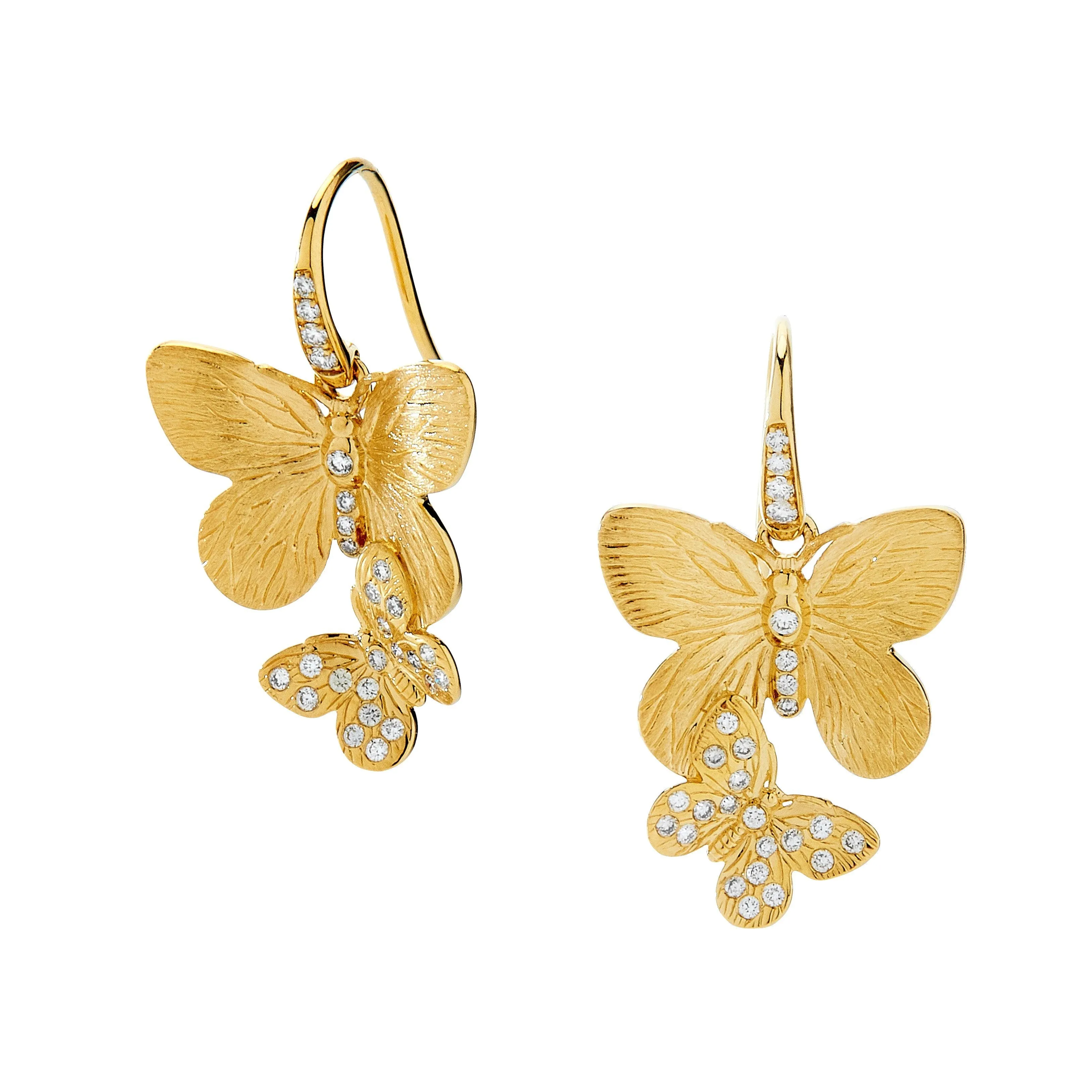 Double Butterfly Drop Earrings