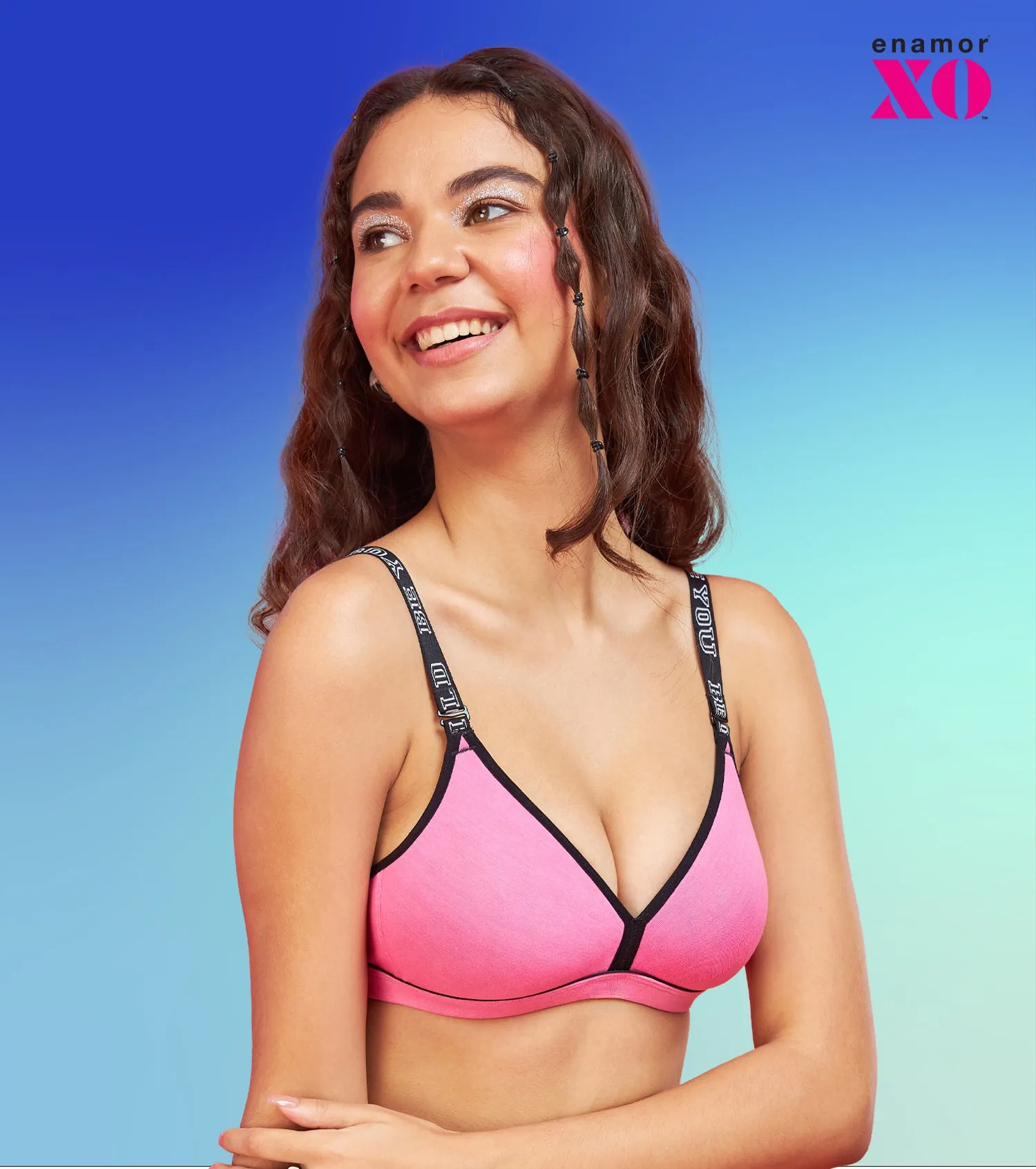 Enamor XO Candy Pink Non Wired Padded Regular Bra - Lena