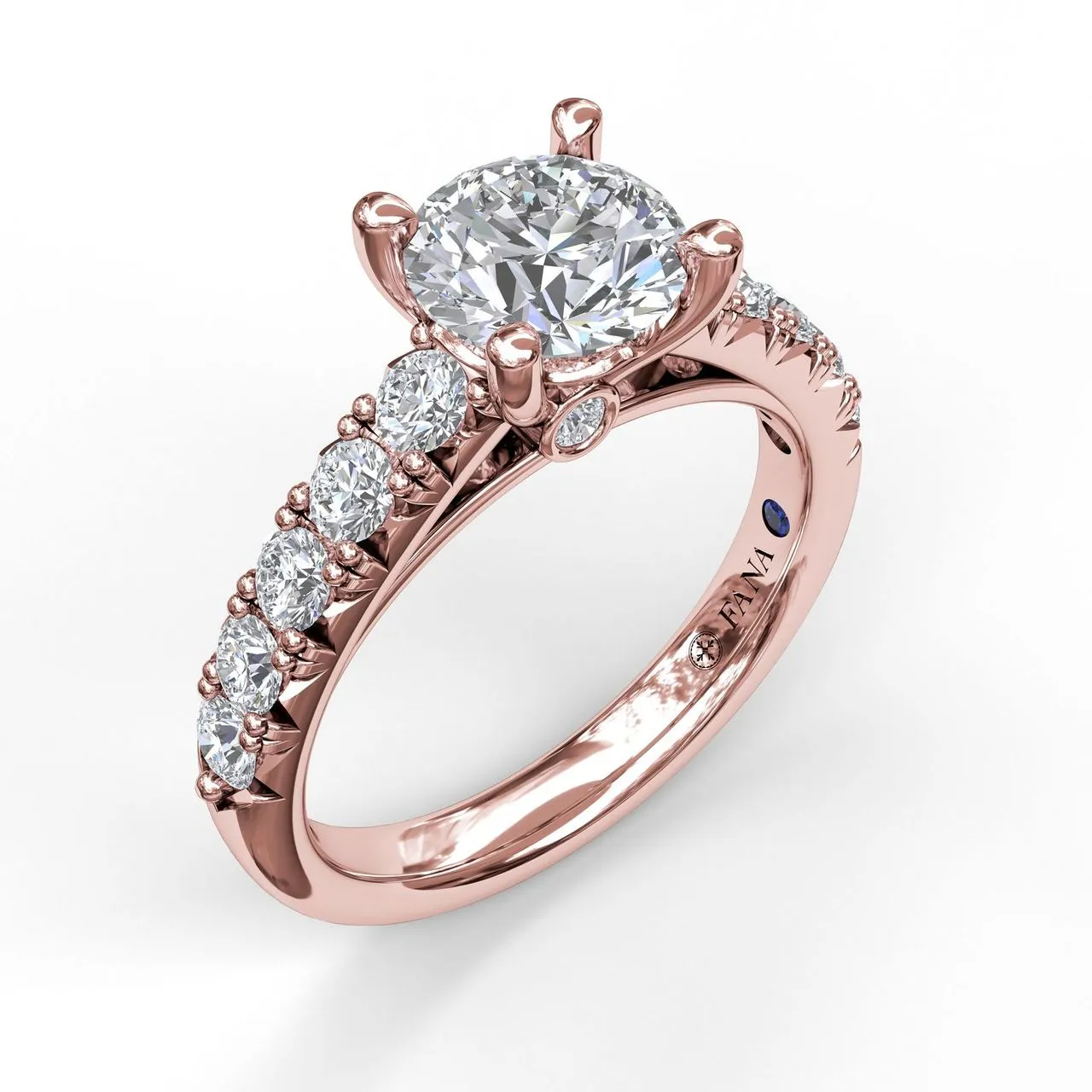 Fana Handset French Pave Diamond Engagement Ring 3684