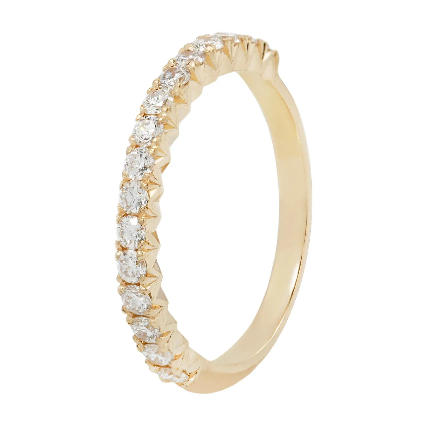 French Cut White Diamond Half Eternity Band