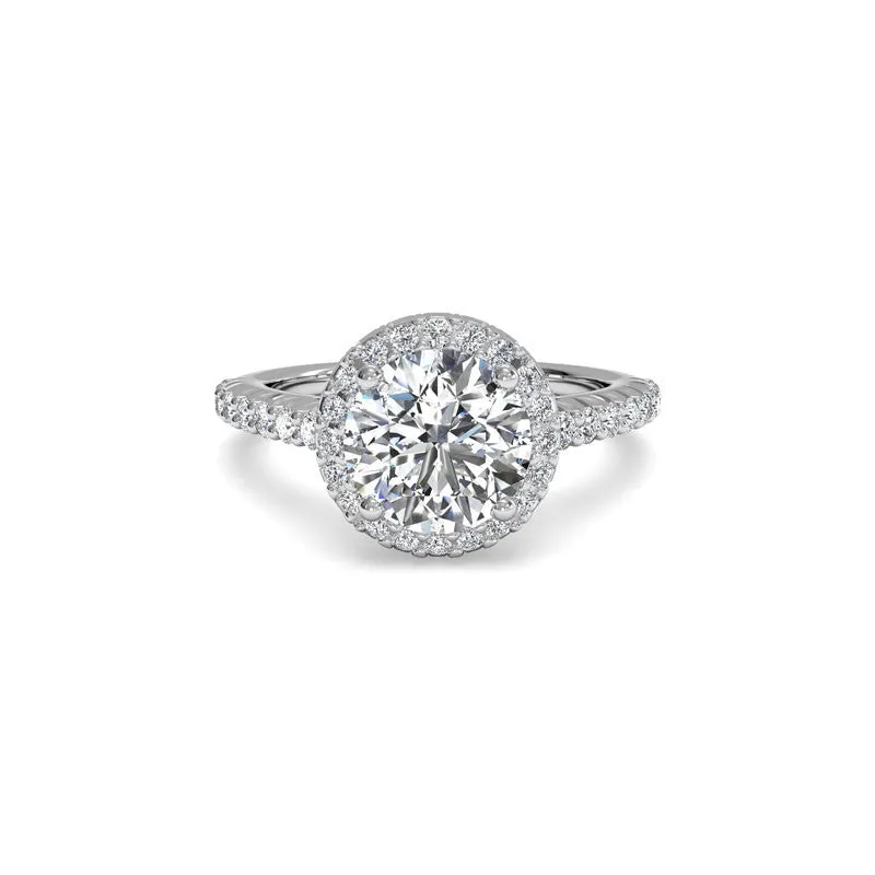 French-Set Halo Round Brilliant Diamond Ring