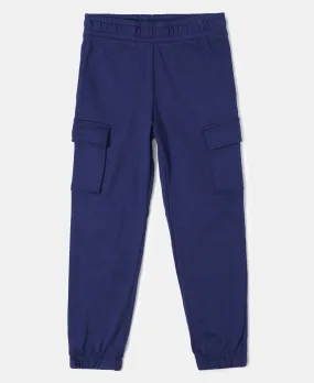 Girl's Super Combed Cotton Cargo Pants with Elasticated Hem - Imperial Blue