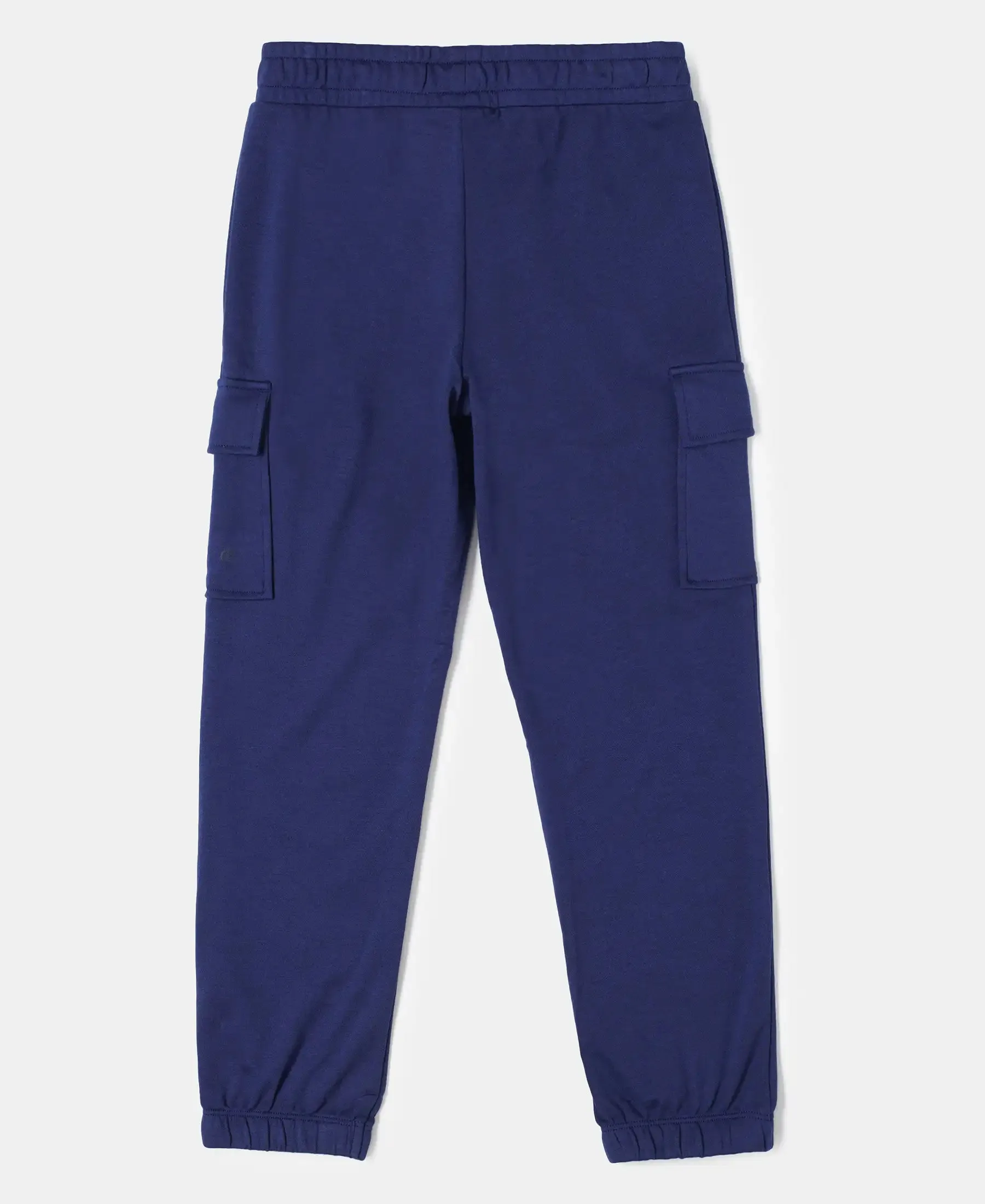 Girl's Super Combed Cotton Cargo Pants with Elasticated Hem - Imperial Blue