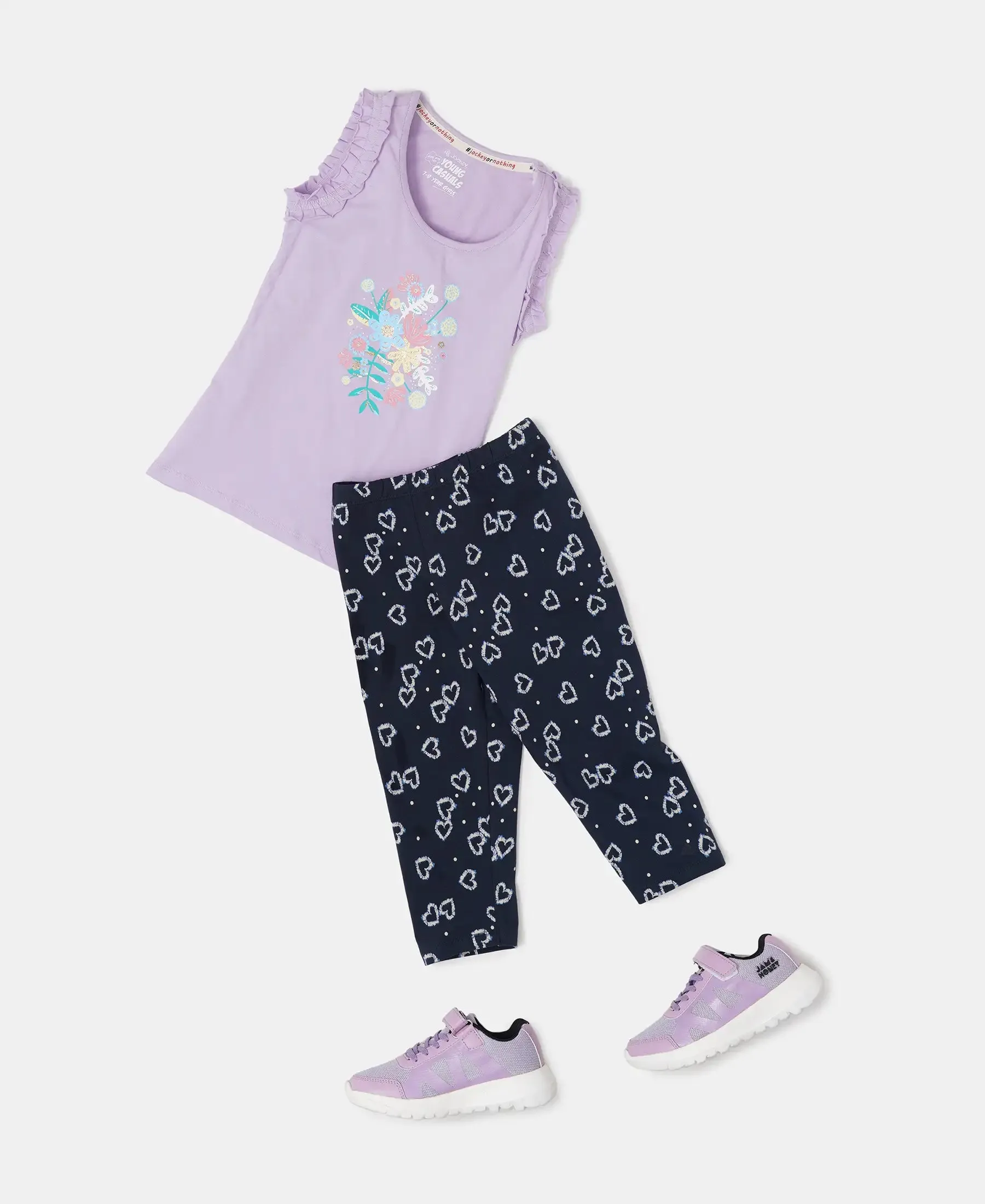 Girl's Super Combed Cotton Elastane Stretch Capri - Prints