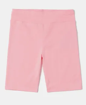 Girl's Super Combed Cotton Elastane Stretch Solid Cycling Shorts - Flamingo Pink