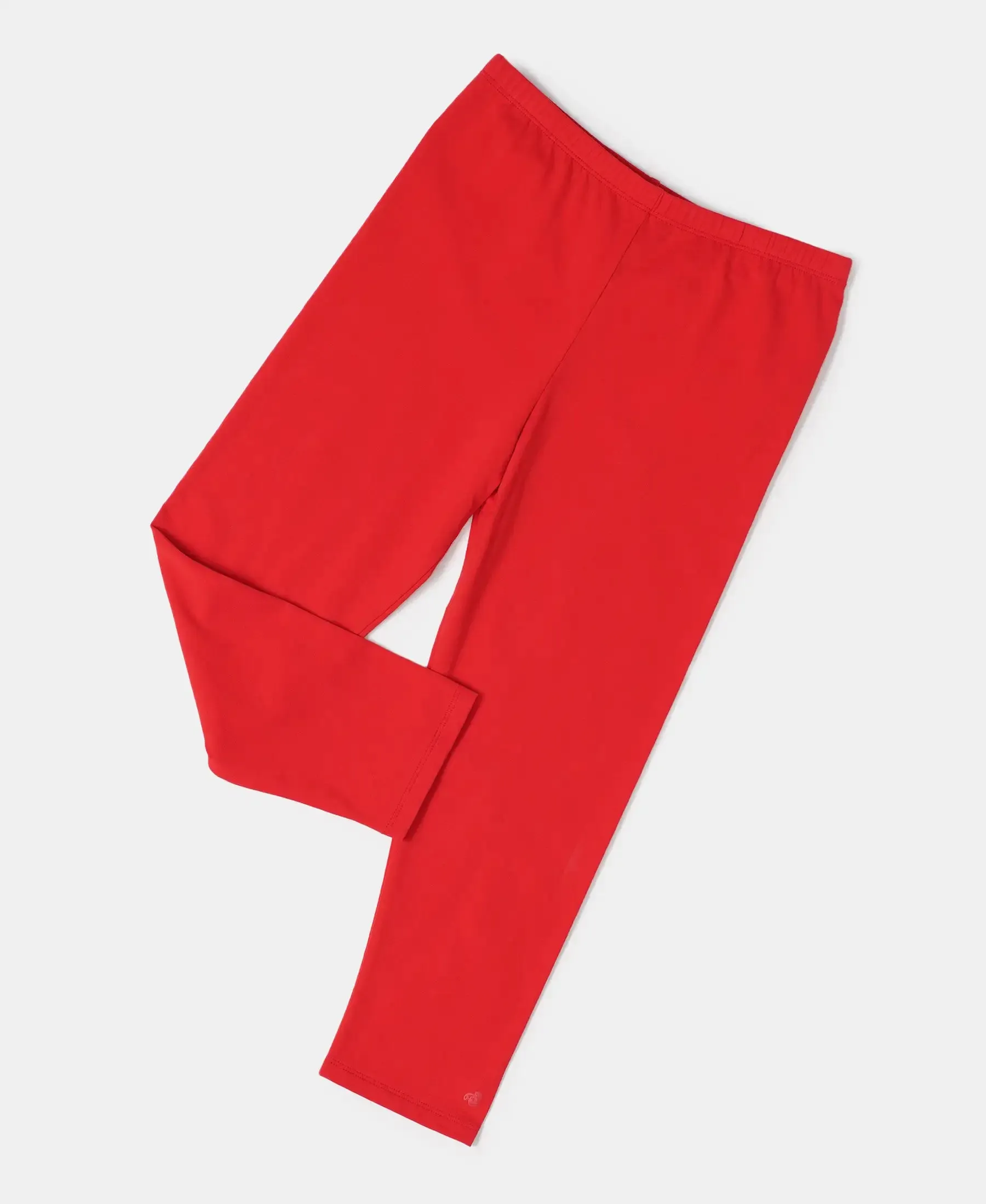 Girl's Super Combed Cotton Elastane Stretch Three Quarter Leggings - Rio Red