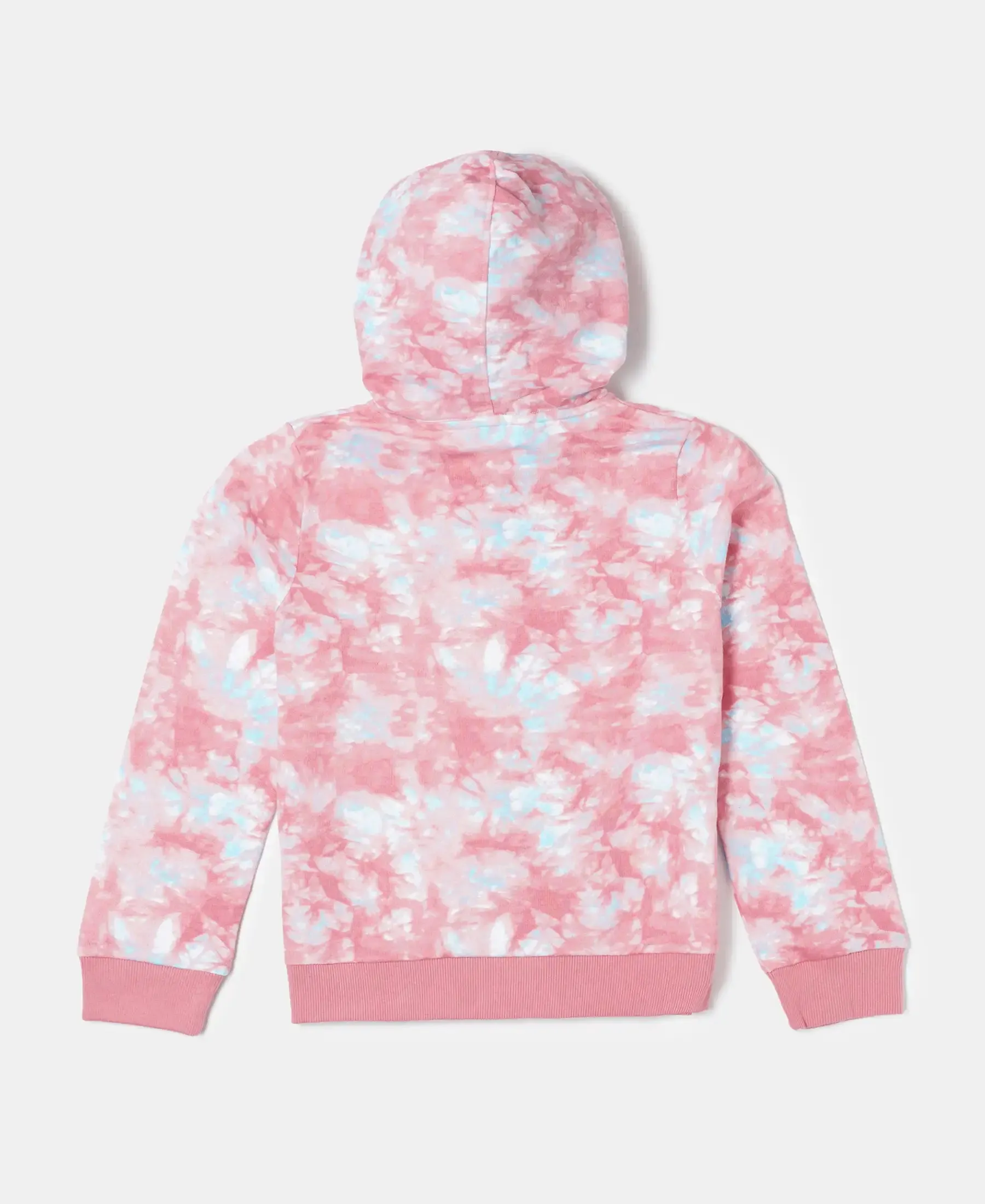 Girl's Super Combed Cotton French Terry Printed Hoodie Jacket - Brandied Apricot AOP