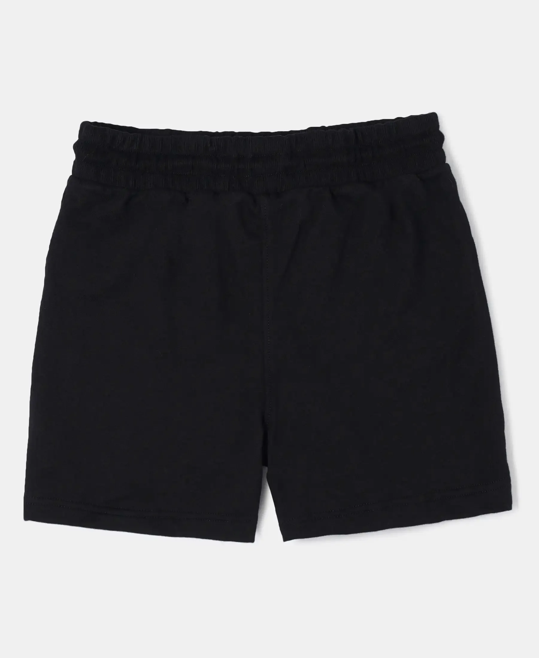 Girl's Super Combed Cotton French Terry Solid Shorts - Black