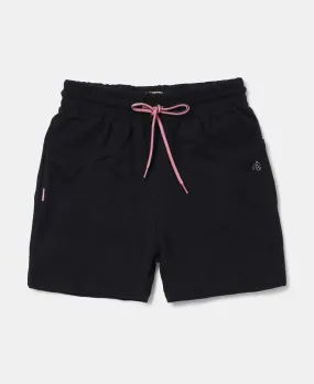 Girl's Super Combed Cotton French Terry Solid Shorts - Black