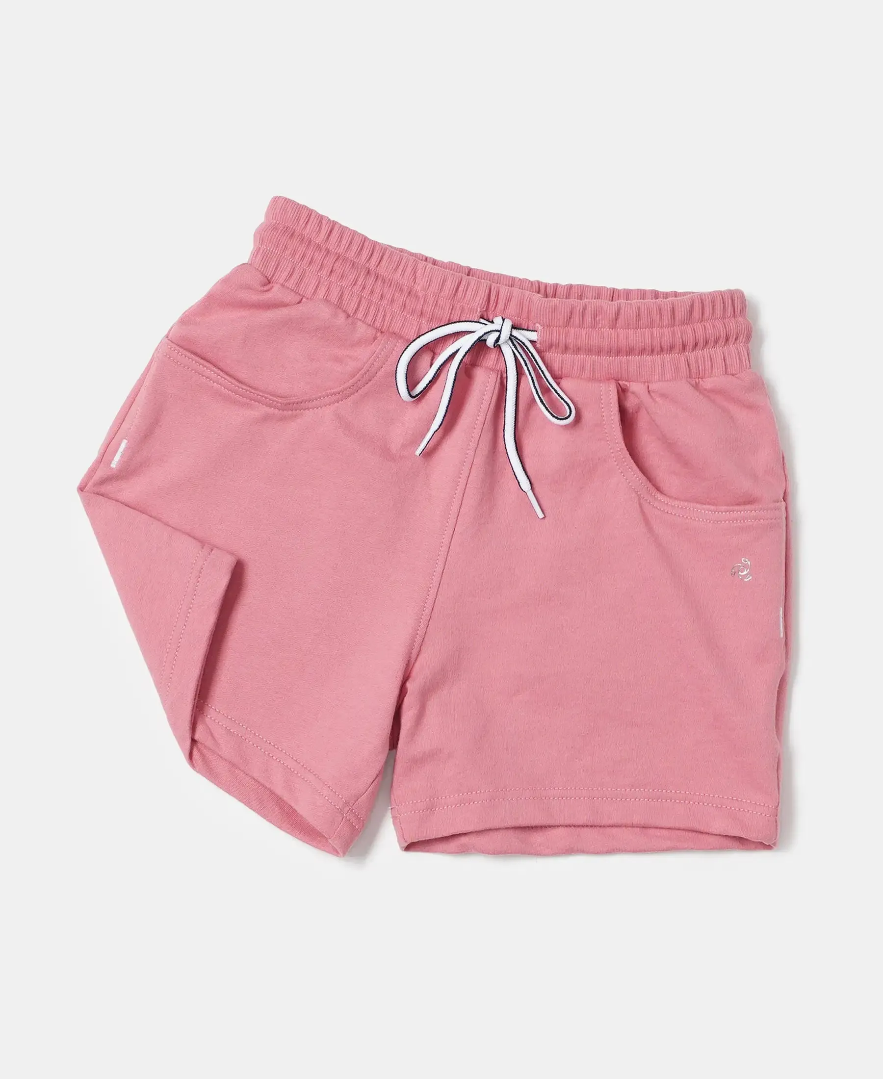 Girl's Super Combed Cotton French Terry Solid Shorts - Brandied Apricot