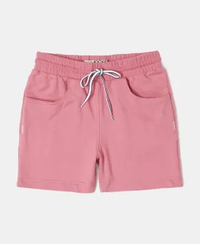 Girl's Super Combed Cotton French Terry Solid Shorts - Brandied Apricot