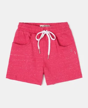 Girl's Super Combed Cotton French Terry Solid Shorts - Ruby Snow Melange