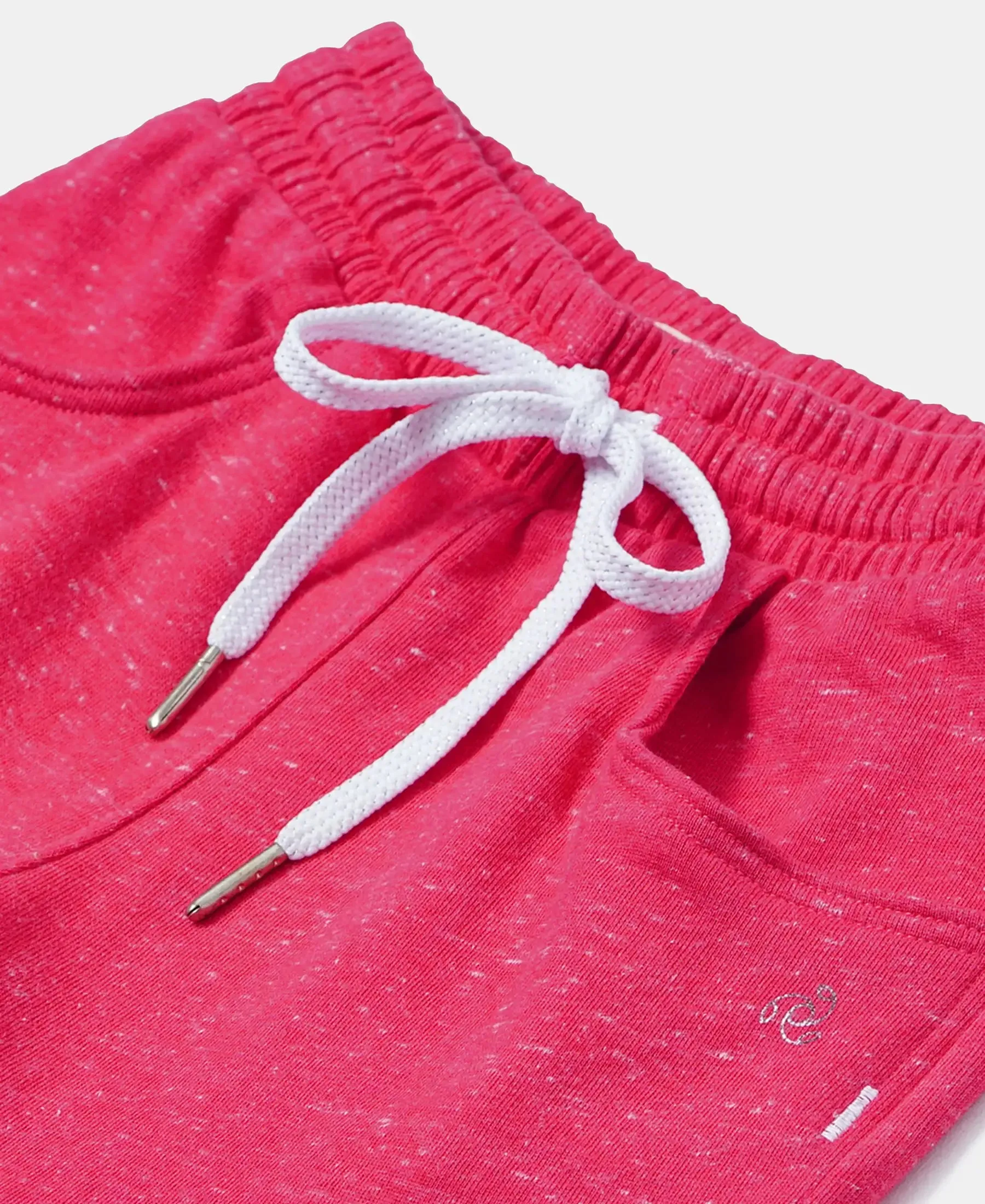 Girl's Super Combed Cotton French Terry Solid Shorts - Ruby Snow Melange